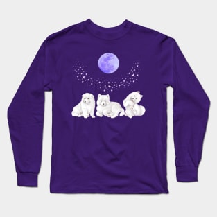 Samoyed Dogs Galaxy Long Sleeve T-Shirt